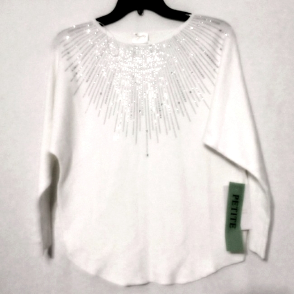 SIRENLITY SWERTER LONG SLEEVE PETITE | SIZE PM | WHITE COLOR